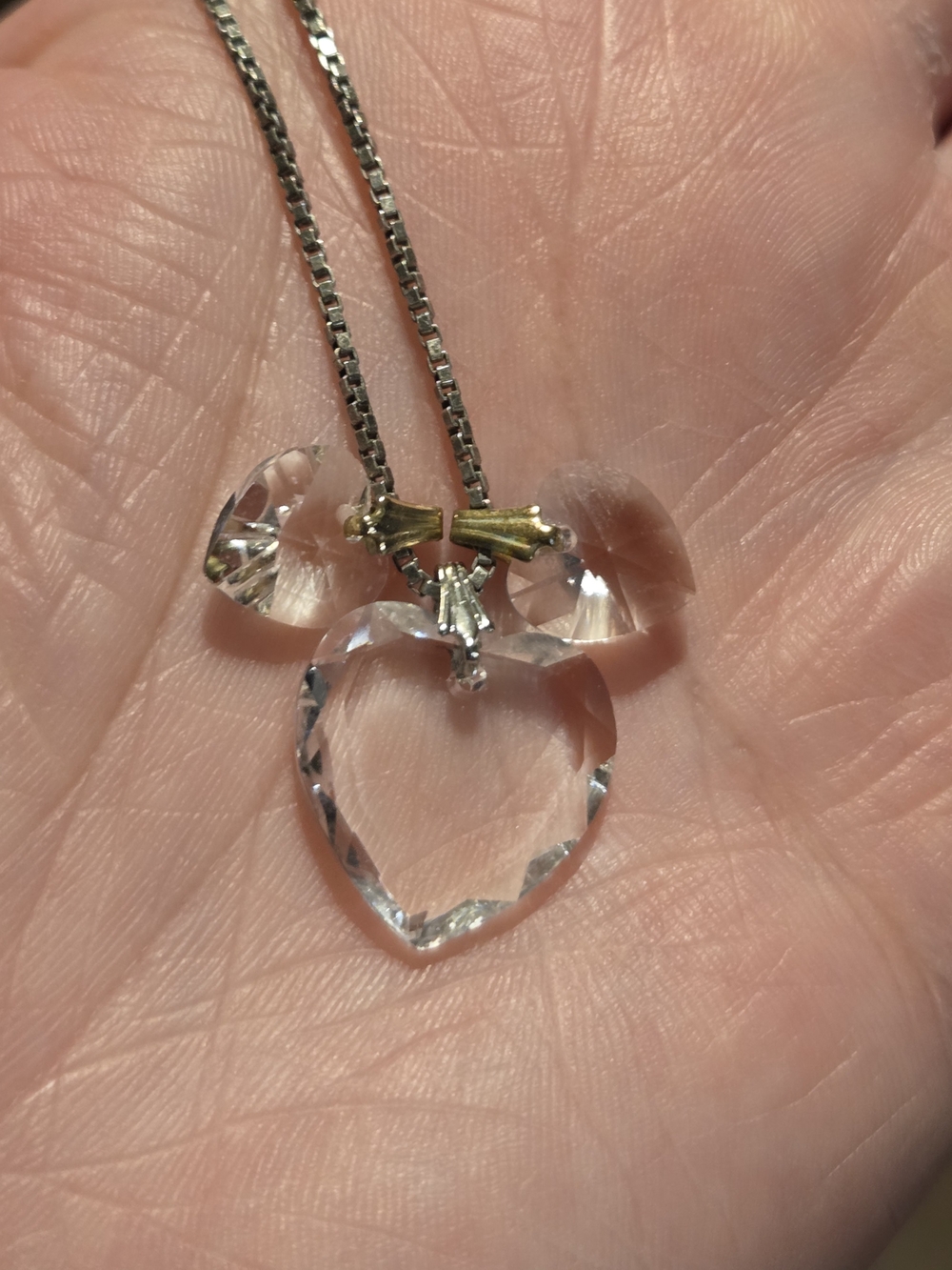 Sterling Silver 925 Crystal Heart Pendant Necklace - Clear Heart Charm